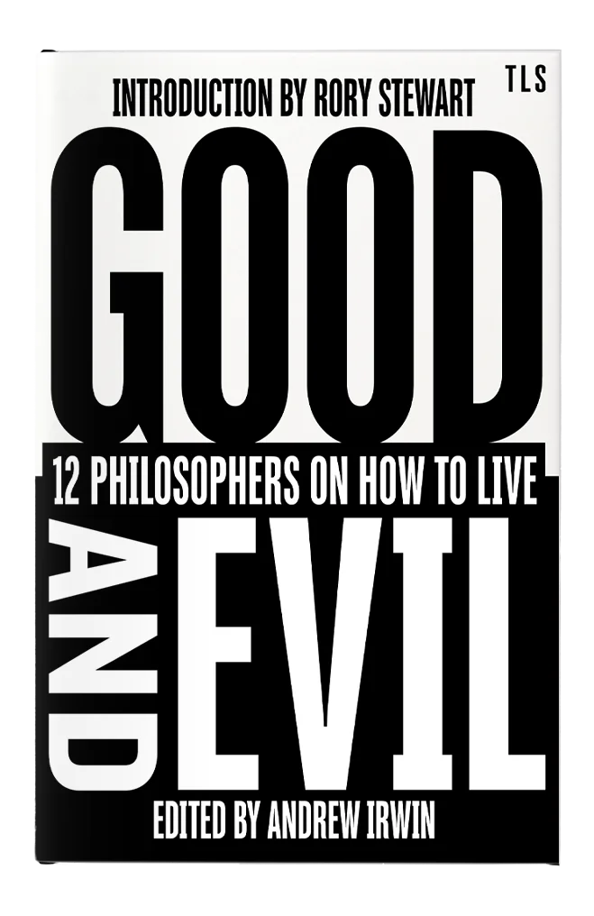 A black and white split cover with large type.