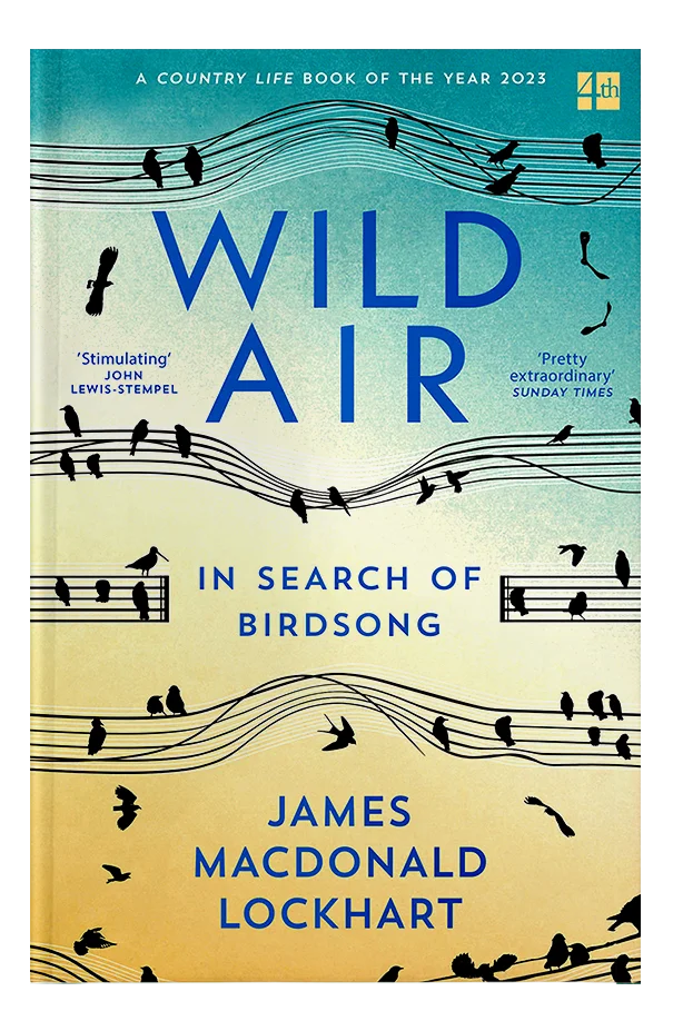 The book cover design features musical staves wound across the page with birds perching and flying between them.