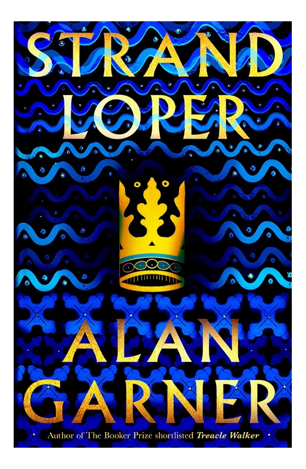 A blue book cover with indigenous wavy patterns and an illustration of the crown in the middle.